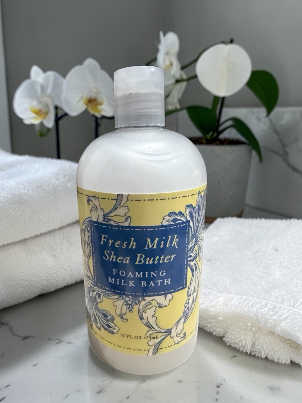 Shea Butter Foaming Milk Bath and shower. 16oz. Greenwich Bay Trading Co.